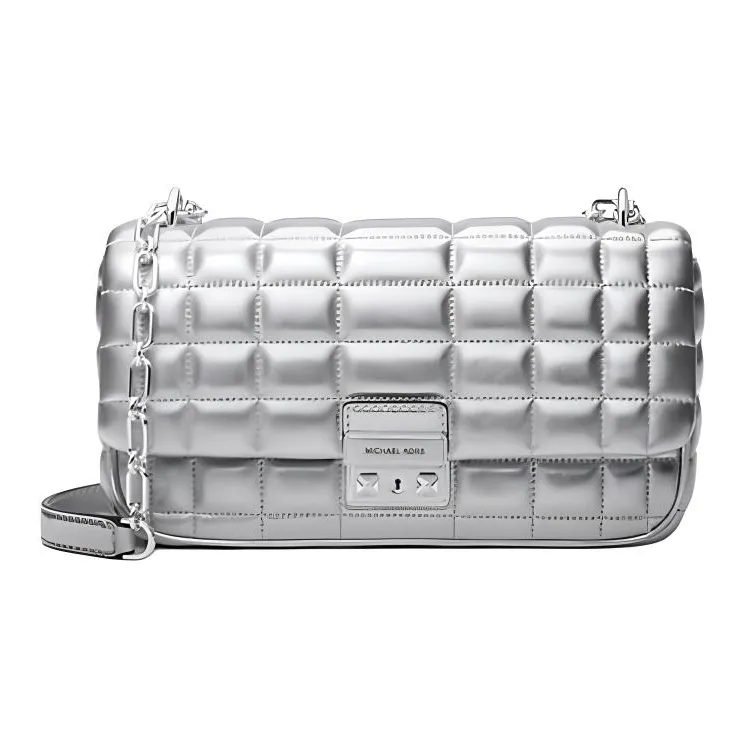 MICHAEL KORS Tribeca Large Metallic Quilted Leather Shoulder Bag-0