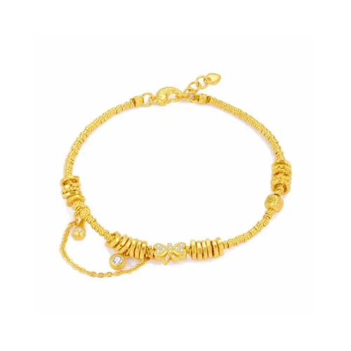 Ruinuo Bowknot Plate Wrap Fashion Adjustable Good Luck 999 Solid Gold Priced In Gram Gold Bracelet Women's
