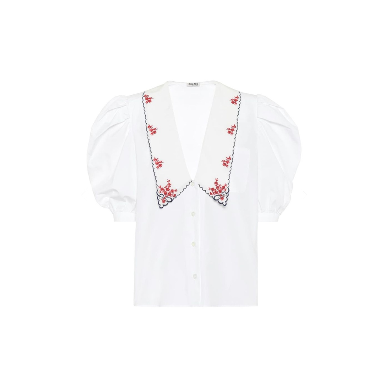 miu miu ホワイト パフスリーブ シャツ a*⋆様 miumiu レース付きホワイトシャツ 長袖