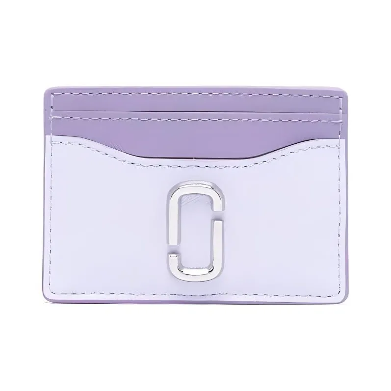 MARC JACOBS Snapshot Saffiano Cross Grain Leather Card Clip Card Holder Women's Purple With Light Purple Accents Purple-0