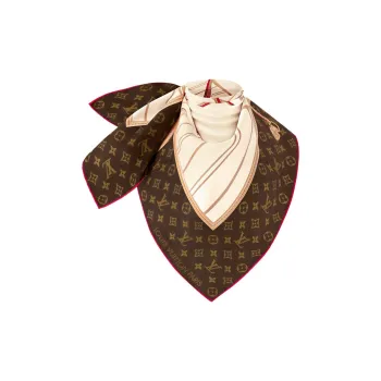 LOUIS VUITTON Mulberry Silk Silk Scarves Women's Milk White