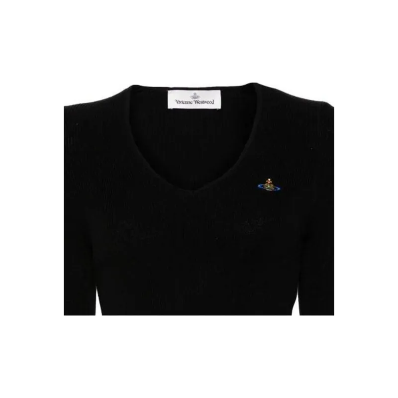 Vivienne Westwood Bea Cropped V Neck Jumper-5