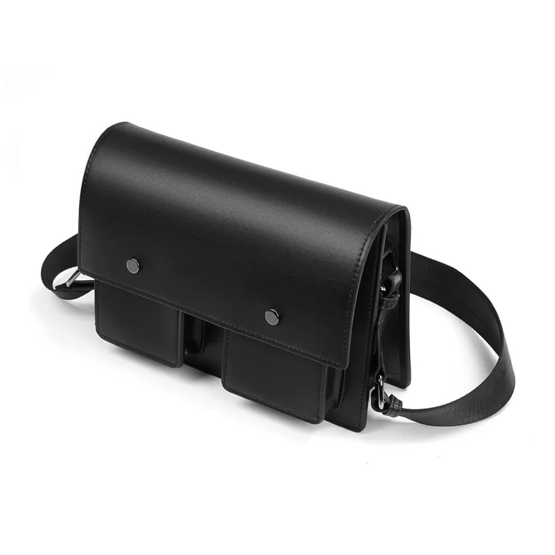 Yawei Kuroda PU Messenger Bag One Shoulder, Crossbody Style Unisex Black-0
