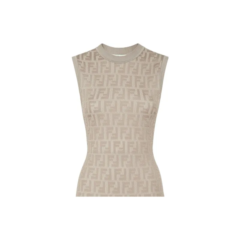 FENDI FW22 Sleeveless Dress Women's Beige-3