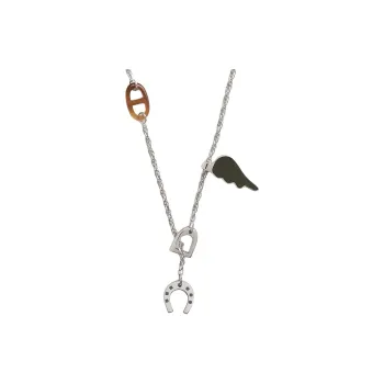 HERMES Palladium Necklaces Men's Olive Green/Khaki