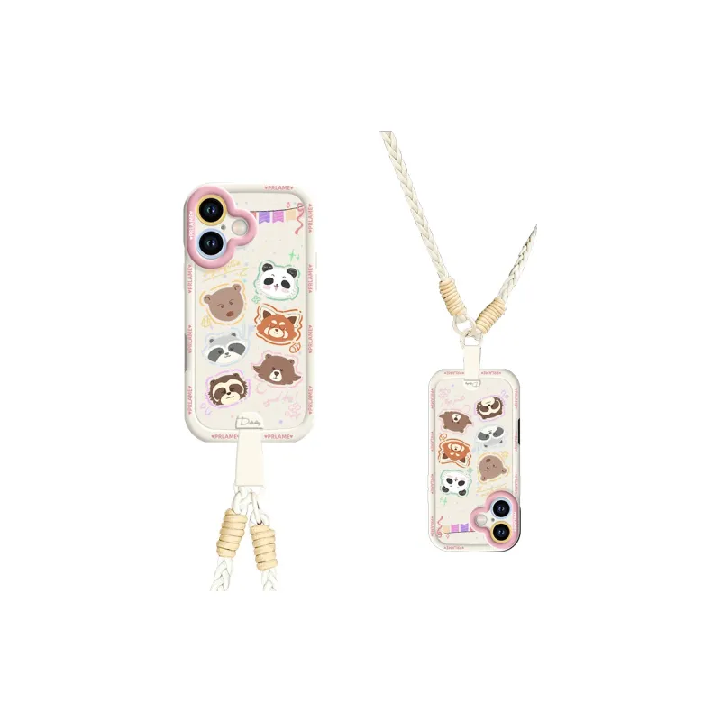Sen Dog Silicone Material Cartoon With Lanyard Crossbody Phone Cases Compatible With Apple 16 Pro Max/Pro/Plus/15/14/13-28