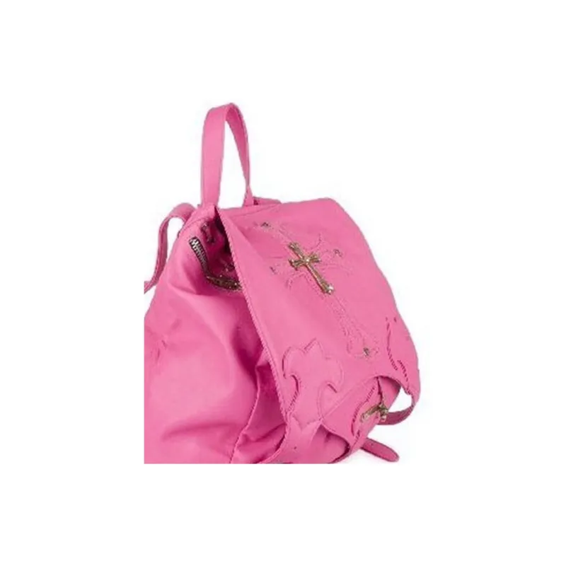 Chrome Hearts Leather Backpack Regular Women's Pink-4