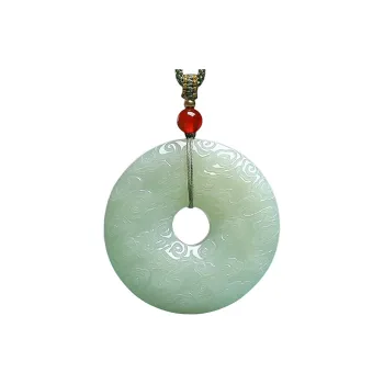 Run Ding Hetian Jade Necklaces Pale Greenish White Jade Unisex
