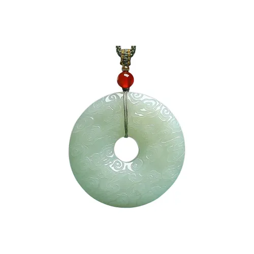 Run Ding Hetian Jade Necklaces Pale Greenish White Jade Unisex