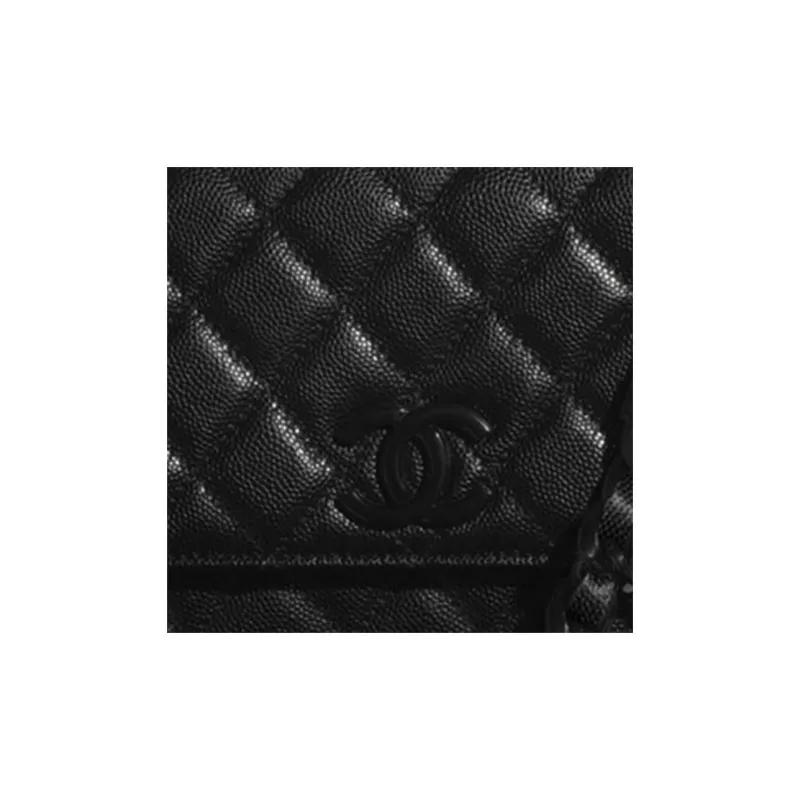CHANEL Grain Calfskin Wallet, Crossbody Bag, Shoulder Bag Women's Black-4
