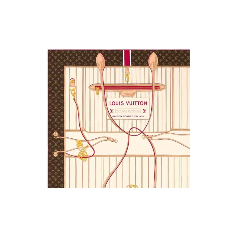 LOUIS VUITTON Mulberry Silk Silk Scarves Women's Milk White-1