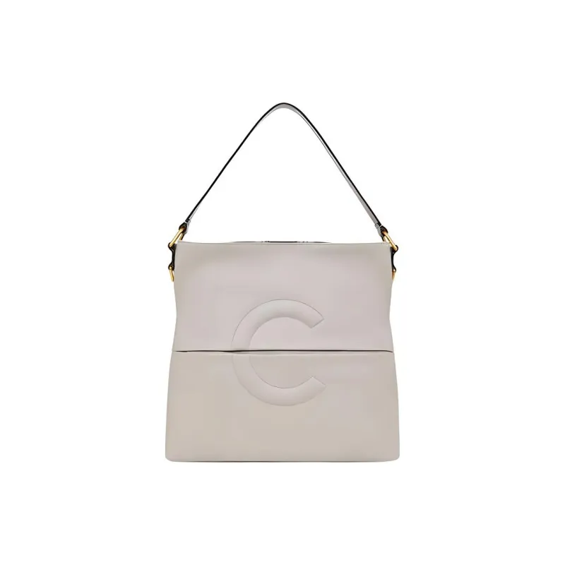 COCCINELLE Cow Leather Tote Bag Shopping Bag Handbag Shoulder Bags Women's Light Gray-0