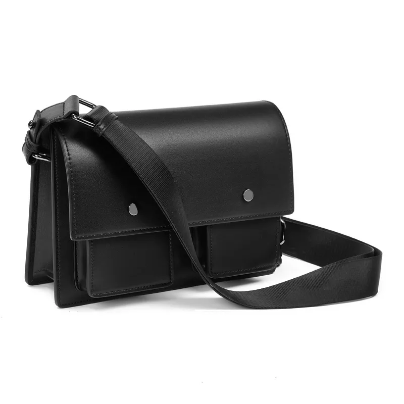 Yawei Kuroda PU Messenger Bag One Shoulder, Crossbody Style Unisex Black-3