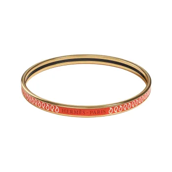 HERMES Gold Plated Bangles Unisex Red