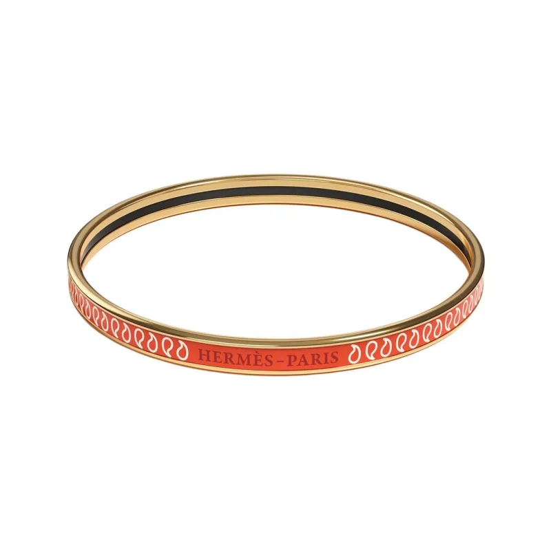 HERMES Gold Plated Bangles Unisex Red-0