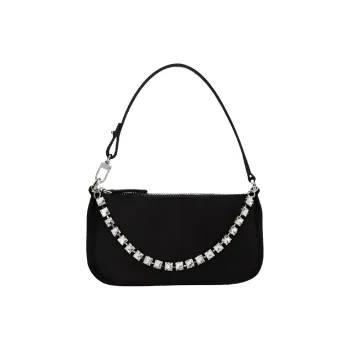 By Far Rachel Satin Clutch Handbag Mini Women's Black