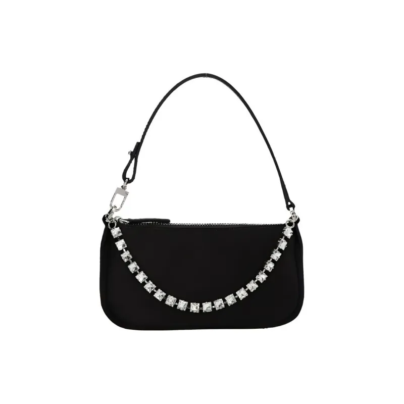 By Far Rachel Satin Clutch Handbag Mini Women's Black-0