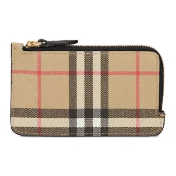 Burberry Vintage Check Zip Around Card Holder Beige/Multi