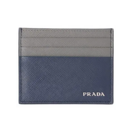 PRADA Leather Card Holder Regular Men's Gray/Blue