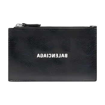 Balenciaga Calfskin Card Holder Large Size Men's Black