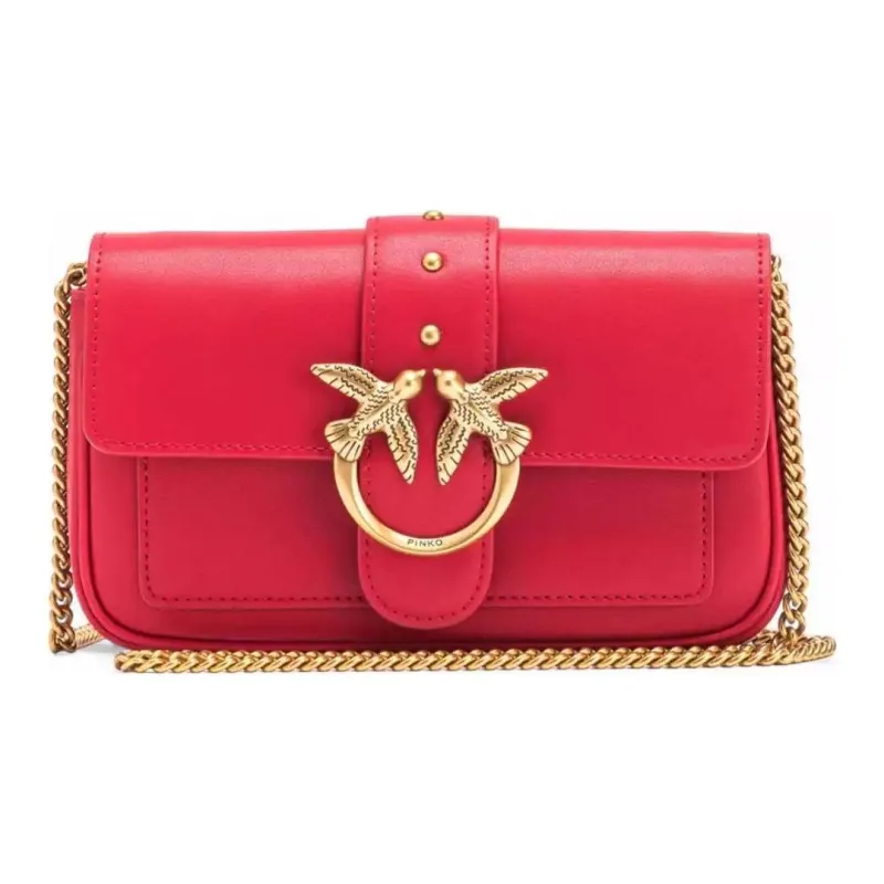 PINKO Cow Leather Crossbody Bag Shoulder Bag Women's Red-1