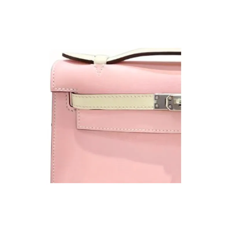 HERMES Mini Kelly Generation 1 Swift Leather Kelly Bag Handbags Mini Women's Cherry Blossom Pink With Milkshake White-2