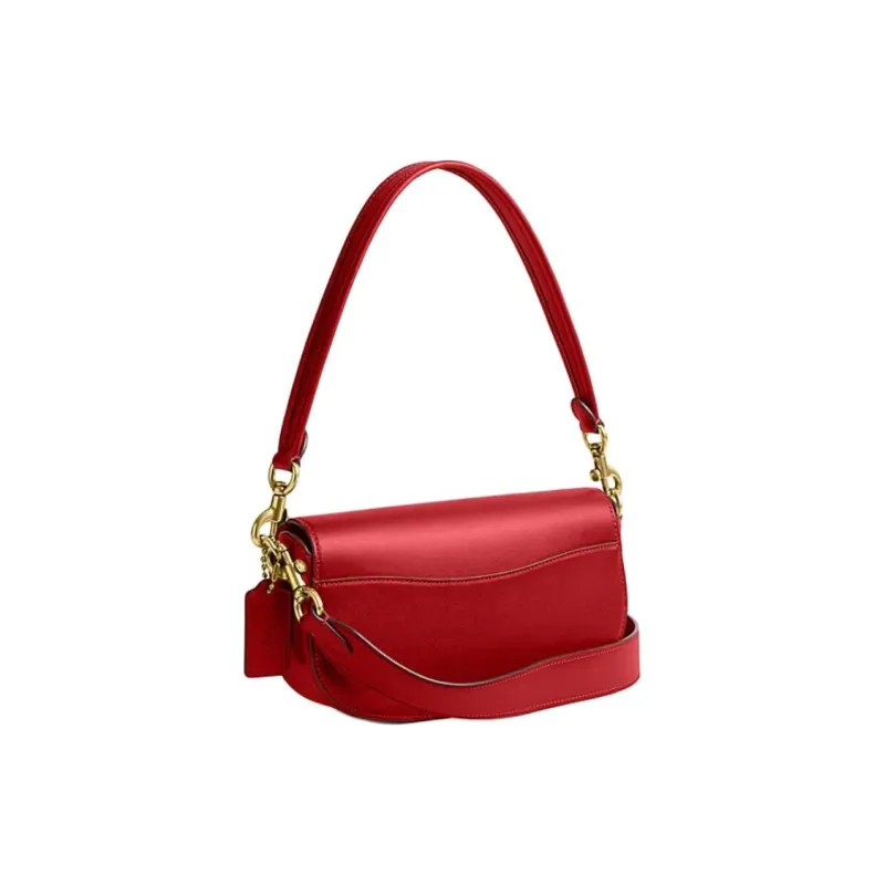 COACH Harley Glove Cow Leather Saddle Bags Shoulder Bags Small Size Women's Red-2