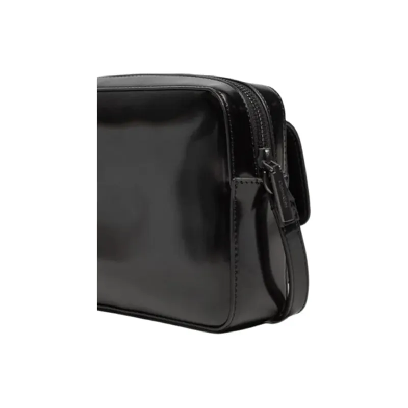 CALVIN KLEIN Artificial Leather Faux Leather Crossbody Bag, Shoulder Bag Trumpets Women's Black-4