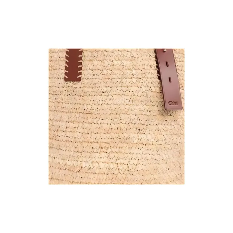 Chloe Raffia Tote Bag, Shopping Bag, Handbag, Shoulder Bag Women's Beige-3