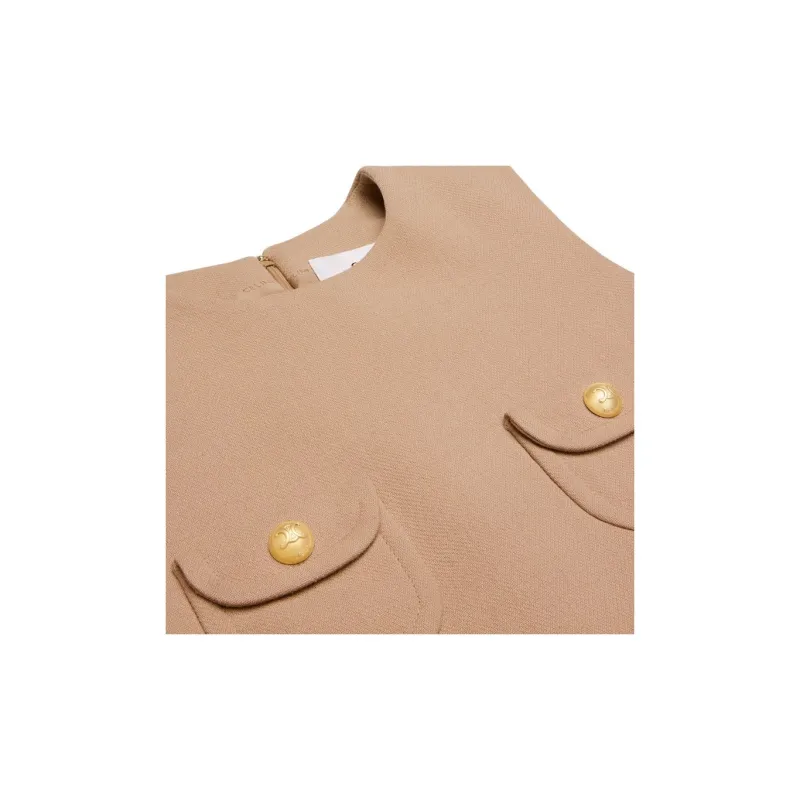 CELINE Trapeze Mini Dress In Wool Sablé-5