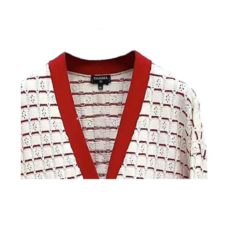 CHANEL 23 Fall And Winter 23C Knitwear Women's Spring Outfit Red White-2