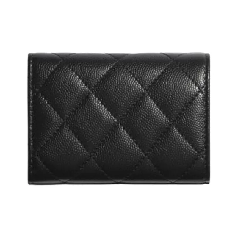 CHANEL So Black Grain Embossed Calfskin Flap Card Holder, Wallet Women's Black-1