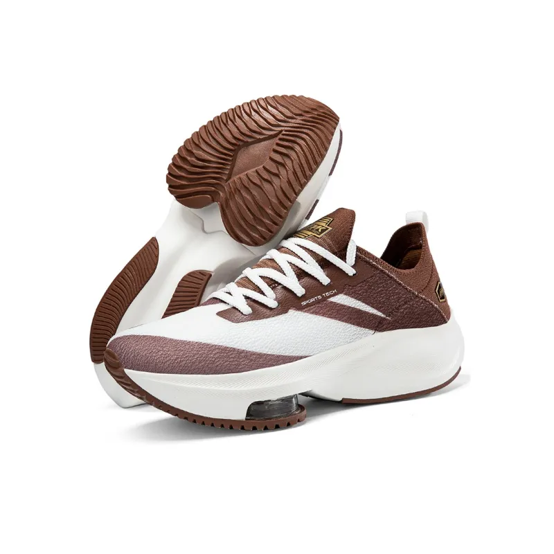 Kinglake Cushioning, Slip Resistant, Abrasion Resistant Coverage Low Top Air Cushion Running Shoes Unisex White Brown-2