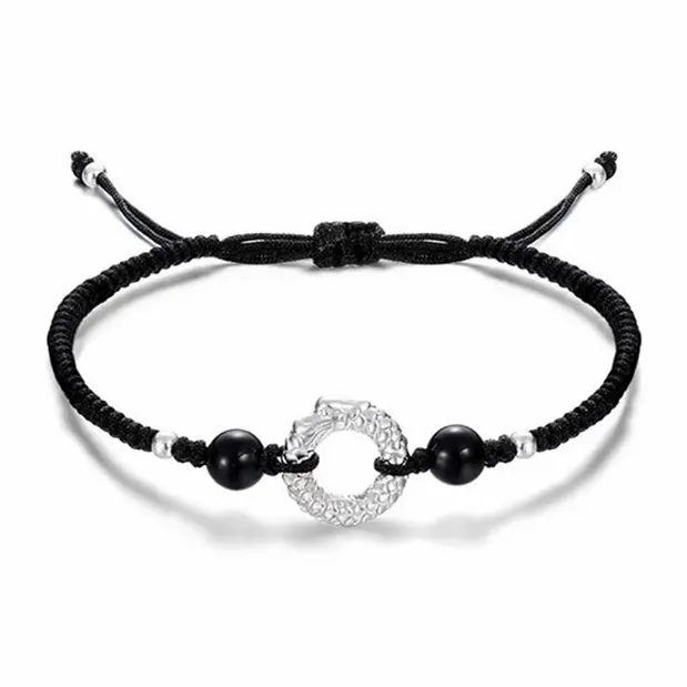 Muyan S999 Fine Silver Auspicious Dragon And Phoenix Bracelet Unisex-0