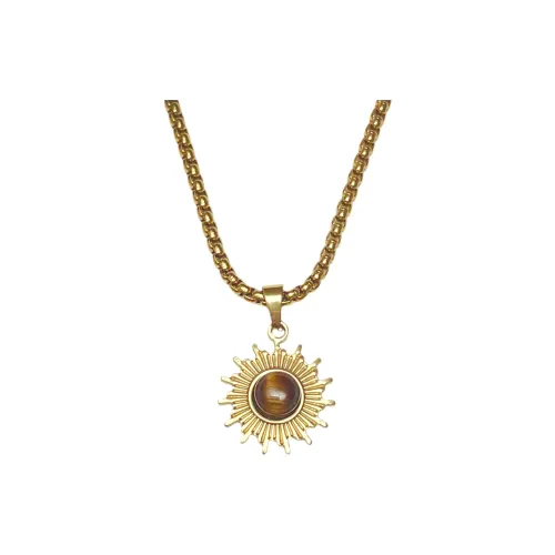 KING OF BLING Titanium Steel Tiger's Eye Stone Necklaces Unisex Good Luck