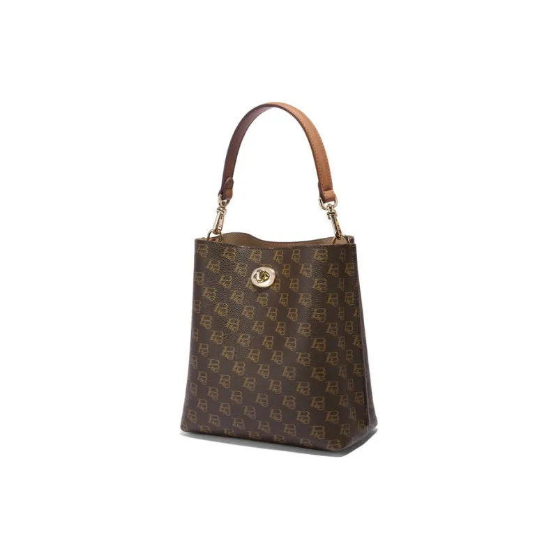 BELLE Artificial Leather Handbag, Shoulder Bag Medium Size Women's Coffee/Apricot-1