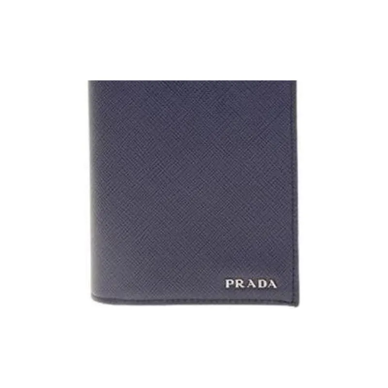 PRADA Cow Leather Clutch Wallet Men's Dark Blue-5
