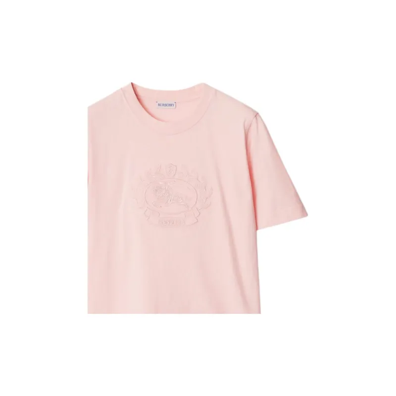 Burberry Logo Embroidered Cotton T shirt-4