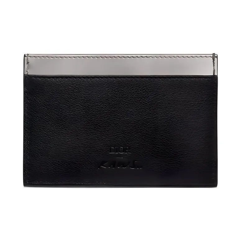 DIOR KAWS Collaboration Calfskin Card Holder Men's Black/Silver-1