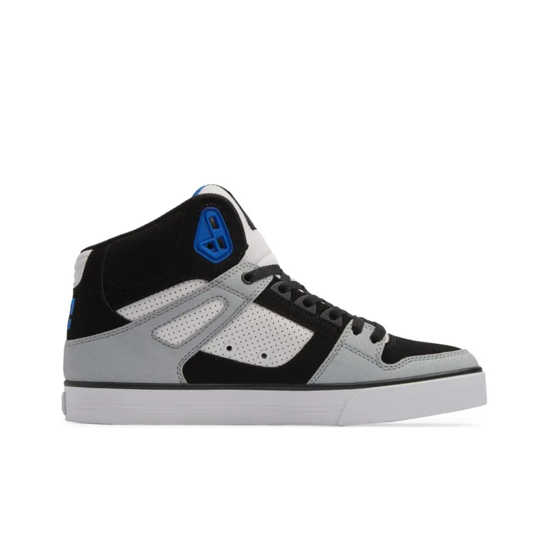 DC Shoes Pure SE Slip Resistant High Top Skateboard Shoes Men's Black White Blue-1