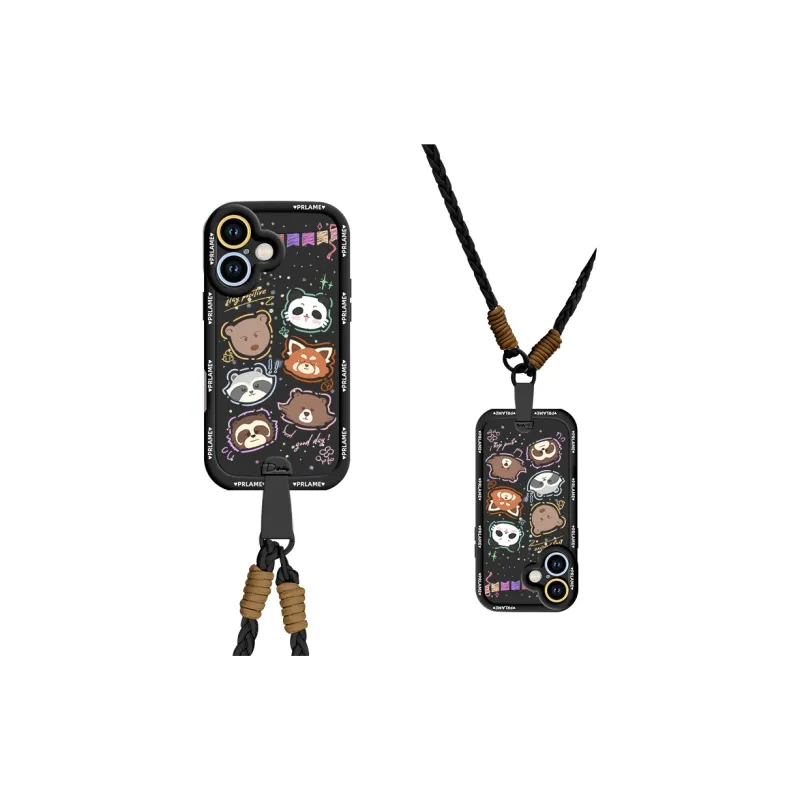 Sen Dog Silicone Material Cartoon With Lanyard Crossbody Phone Cases Compatible With Apple 16 Pro Max/Pro/Plus/15/14/13-4