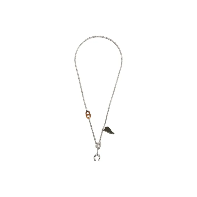HERMES Palladium Necklaces Men's Olive Green/Khaki-1