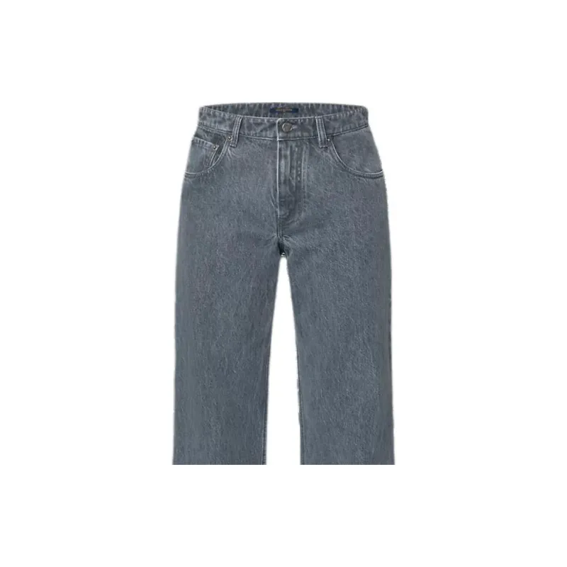 LOUIS VUITTON Washed Denim Wide Leg Jeans-4