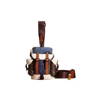 COACH Hitch Canvas With Leather Fanny Pack Shoulder Bag Sling Bag Mini Men's Multicolor