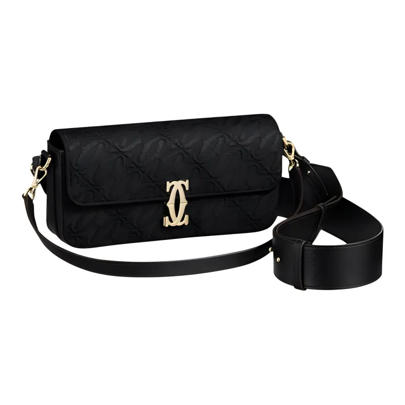 CARTIER Calfskin Crossbody Bag Shoulder Bag Women's Black-0