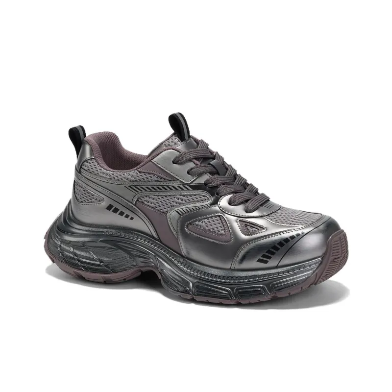 GG CC Slip Resistant Low Top Chunky Sneakers Women's Silver Gray-1