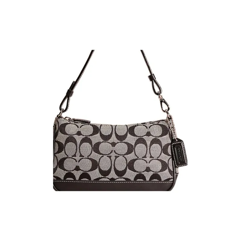 COACH Demi Jacquard Crescent Bag Handbag, Shoulder Bag Small Size Women's Black & Gray-1