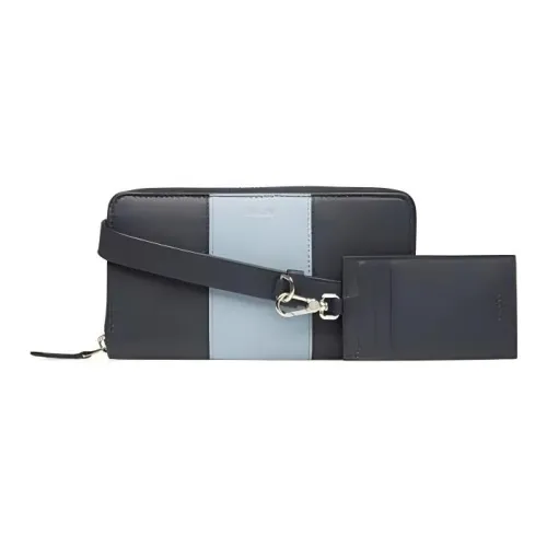 BALLY Cow Leather Combo Bag Card Holder Wallet Small Size Men's Black & Blue