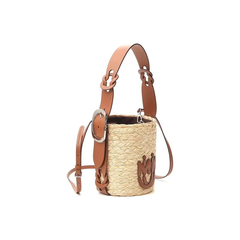 MIU MIU Leather Shoulder Bag Women's Brown-1