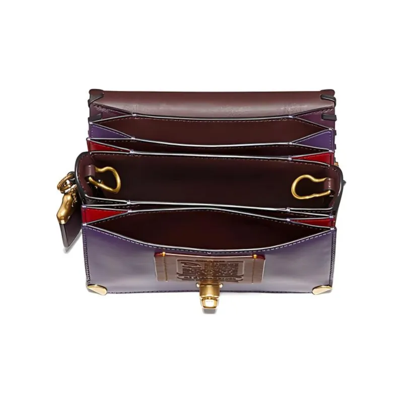 COACH Dinky Leather Shoulder Bag Crossbody Bag Small Size Women's Purple-2